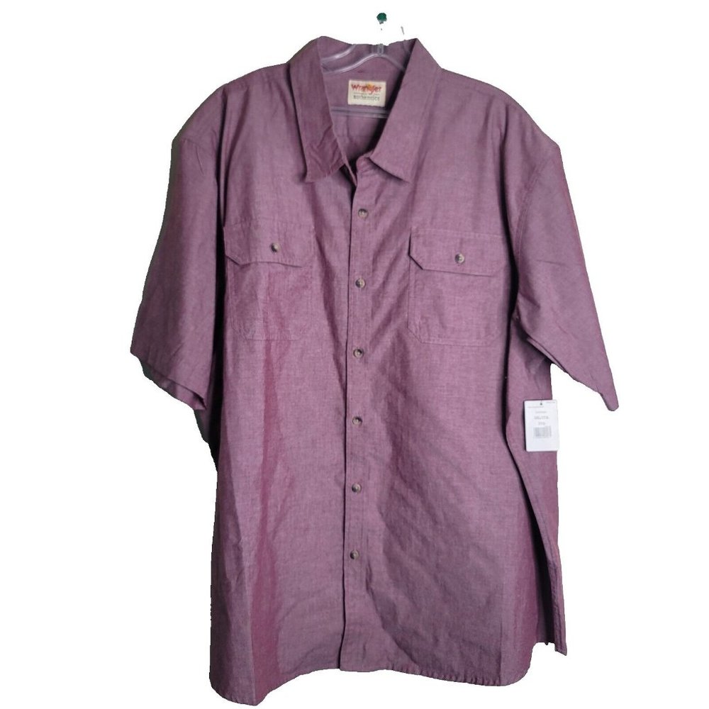 Wrangler Authentics Size 3XL Men's Short Sleeve Classic Woven Shirt Red